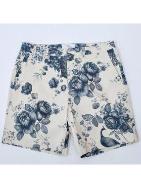 Sabyasachi x H&M mens 52 / 36 R shorts pants floral peacock print cotton blue
